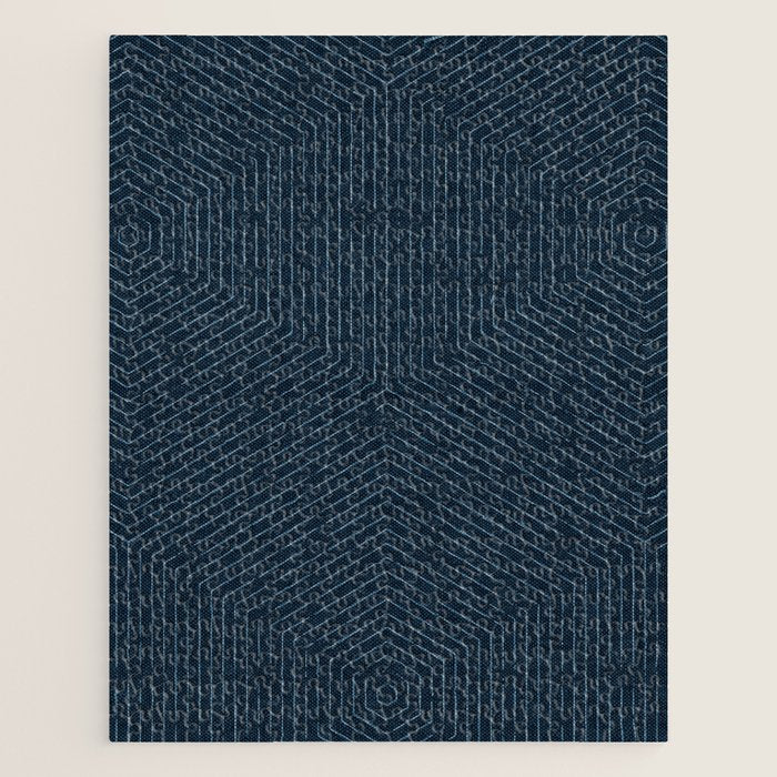 boho hexagon stripes - navy Jigsaw Puzzle Gallery Image 1