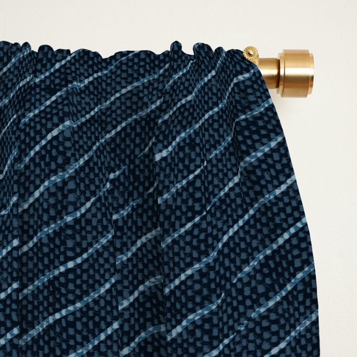 boho hexagon stripes - navy Window Curtain Gallery Image 2