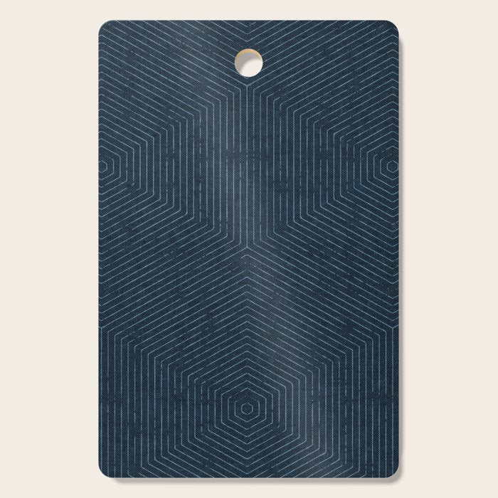 boho hexagon stripes - navy Cutting Board Gallery Image 1