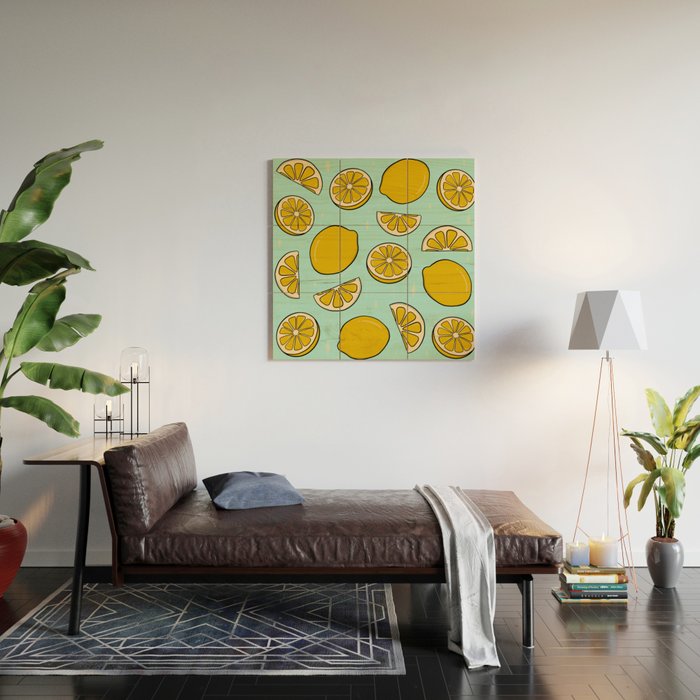 Lemon Print Wood Wall Art Gallery Image 2