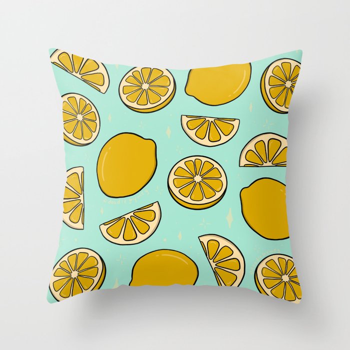 Lemon Print Throw Pillow Gallery Image 6