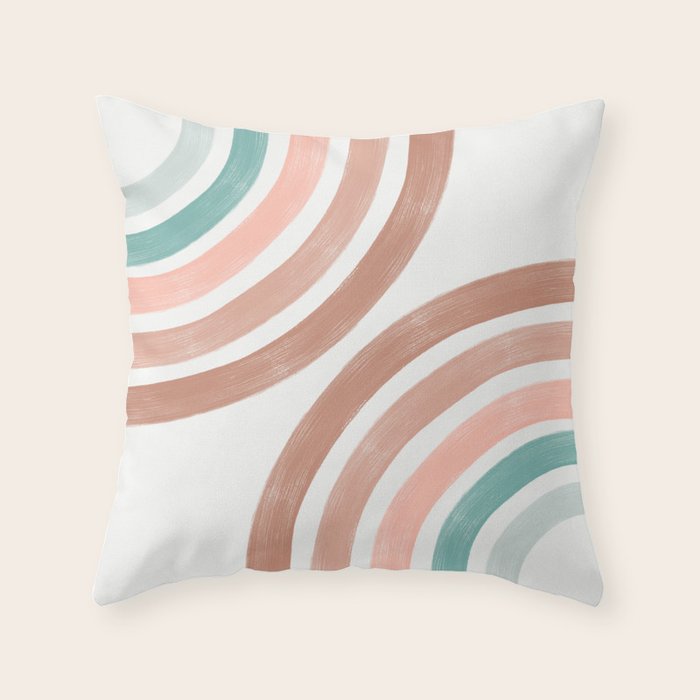 Double Retro Rainbows Throw Pillow Gallery Image 1