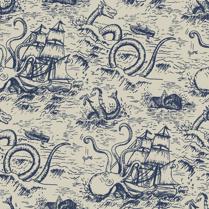 Mythical Sea Creatures Toile de Jouy Coffee Mug Gallery Image 2