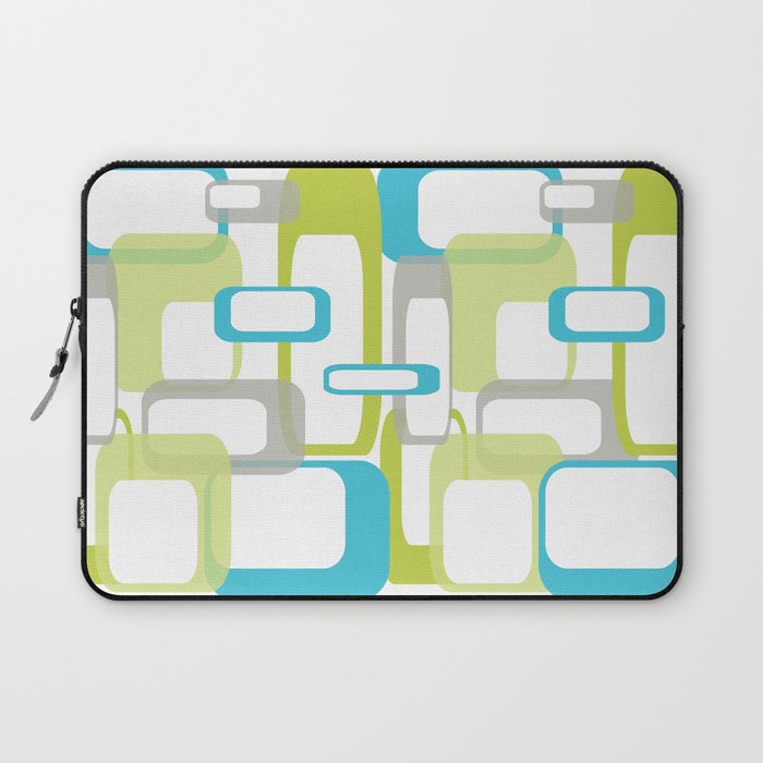 Mid-Century Modern Rectangle Design Blue Green and Gray Laptop Sleeve Gallery Image 1