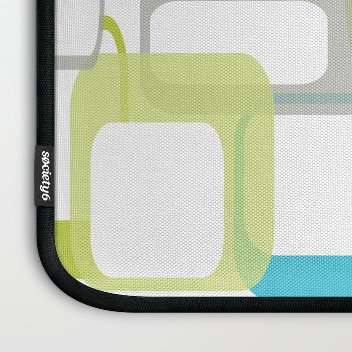 Mid-Century Modern Rectangle Design Blue Green and Gray Laptop Sleeve Gallery Image 3