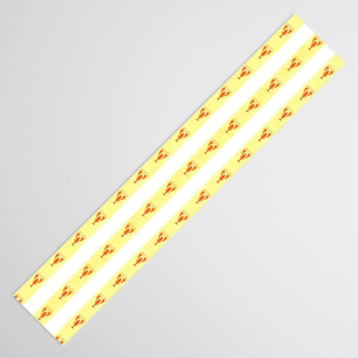 Red Lobsters On Hand-Painted Sunny Yellow Stripes Table Runner Gallery Image 3