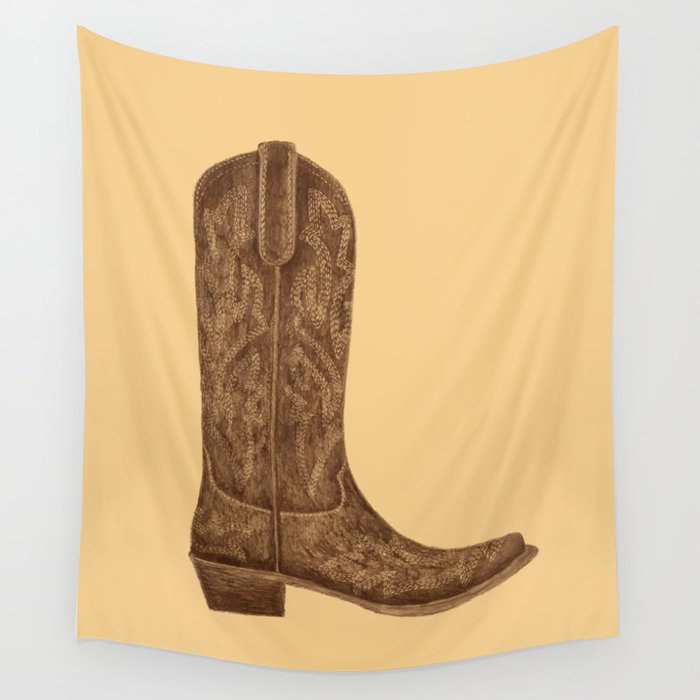 Brown Cowgirl Boot Wall Tapestry Gallery Image 1