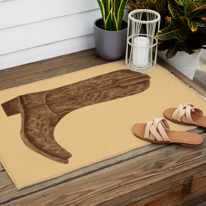 Brown Cowgirl Boot Outdoor Rug Gallery Image 2