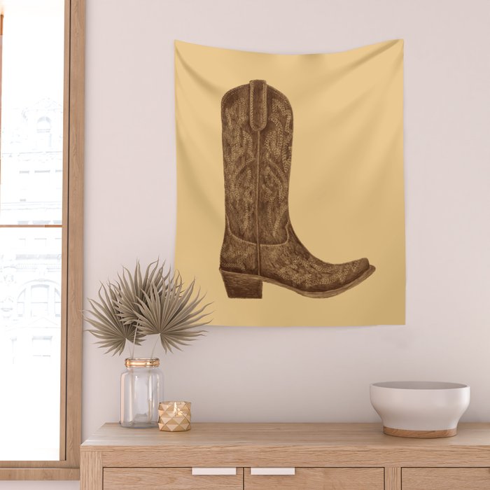 Brown Cowgirl Boot Wall Tapestry Gallery Image 2