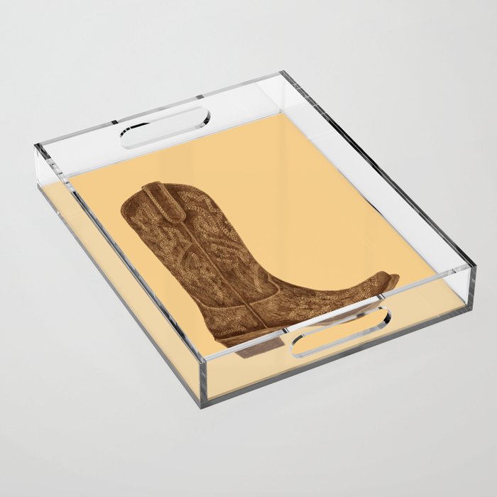 Brown Cowgirl Boot Acrylic Tray Gallery Image 1