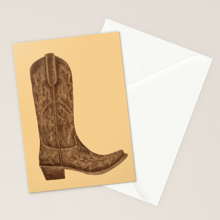 Brown Cowgirl Boot Stationery Card Gallery Image 2
