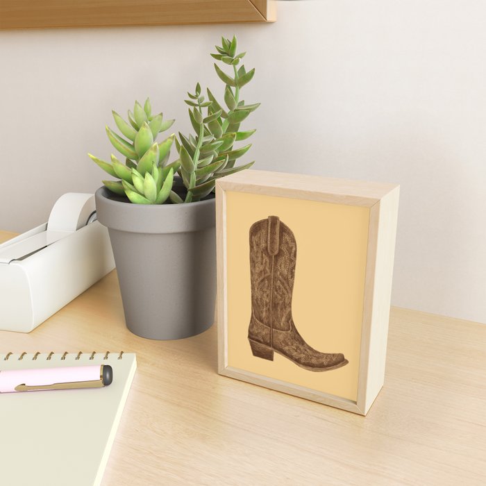Brown Cowgirl Boot Mini Art Print Gallery Image 2