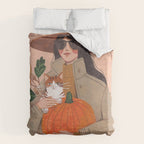 Woman in autumn in warm earth tones Duvet Cover Gallery Image 6