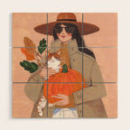 Woman in autumn in warm earth tones Wood Wall Art Gallery Image 1
