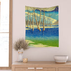 Kawase Hasui Vintage Japanese Woodblock Print Wall Tapestry Gallery Image 2