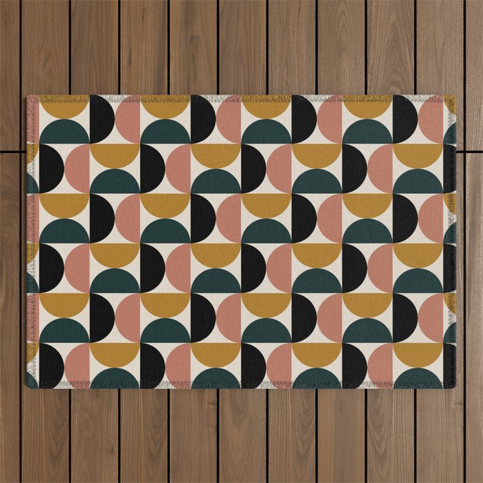 Bauhaus Mid Century Modern Geometric Pattern XIV Outdoor Rug Gallery Image 1