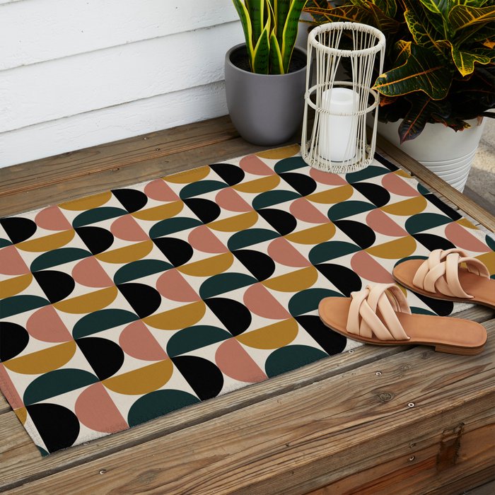 Bauhaus Mid Century Modern Geometric Pattern XIV Outdoor Rug Gallery Image 2