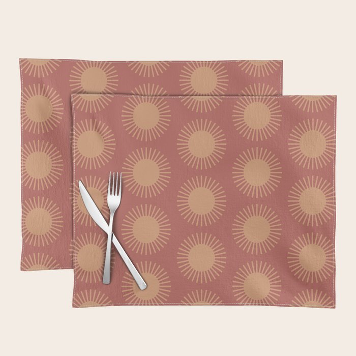 Boho Summer Sun Pattern XIV Earthy Pink and Beige Placemat Gallery Image 1