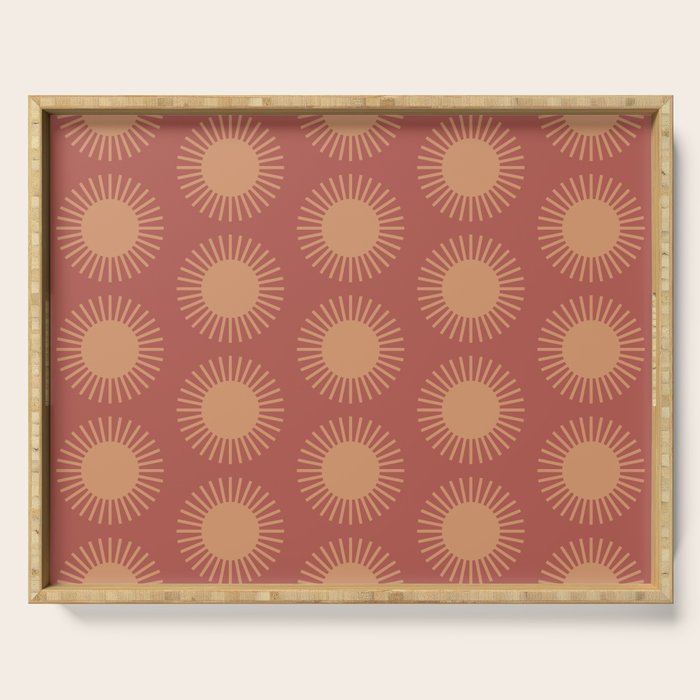 Boho Summer Sun Pattern XIV Earthy Pink and Beige Serving Tray Gallery Image 1