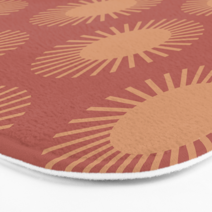 Boho Summer Sun Pattern XIV Earthy Pink and Beige Bath Mat Gallery Image 3