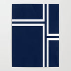 Strong Deco - Minimalist Geometric Pattern in White and Nautical Navy Blue Poster Gallery Image 4