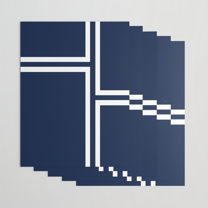 Strong Deco - Minimalist Geometric Pattern in White and Nautical Navy Blue Wrapping Paper Gallery Image 3