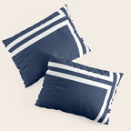 Strong Deco - Minimalist Geometric Pattern in White and Nautical Navy Blue Pillow Sham Gallery Image 3