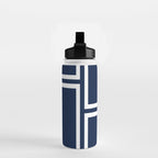 Strong Deco - Minimalist Geometric Pattern in White and Nautical Navy Blue Water Bottle Gallery Image 2