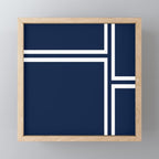 Strong Deco - Minimalist Geometric Pattern in White and Nautical Navy Blue Mini Art Print Gallery Image 1