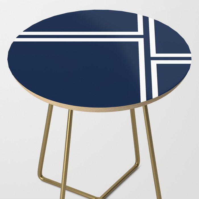 Strong Deco - Minimalist Geometric Pattern in White and Nautical Navy Blue Side Table Gallery Image 2