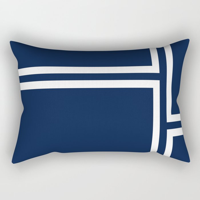 Strong Deco - Minimalist Geometric Pattern in White and Nautical Navy Blue Rectangular Pillow Gallery Image 2