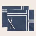 Strong Deco - Minimalist Geometric Pattern in White and Nautical Navy Blue Placemat Gallery Image 1