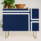 Strong Deco - Minimalist Geometric Pattern in White and Nautical Navy Blue Credenza Gallery Image 1