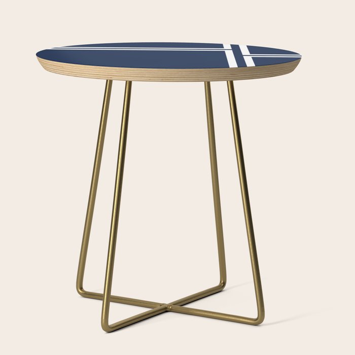 Strong Deco - Minimalist Geometric Pattern in White and Nautical Navy Blue Side Table Gallery Image 1