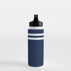 Strong Deco - Minimalist Geometric Pattern in White and Nautical Navy Blue Water Bottle Gallery Image 3