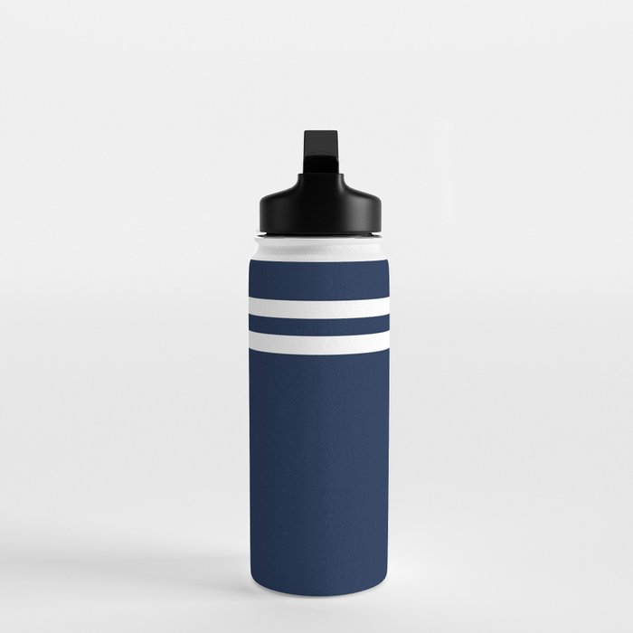 Strong Deco - Minimalist Geometric Pattern in White and Nautical Navy Blue Water Bottle Gallery Image 3