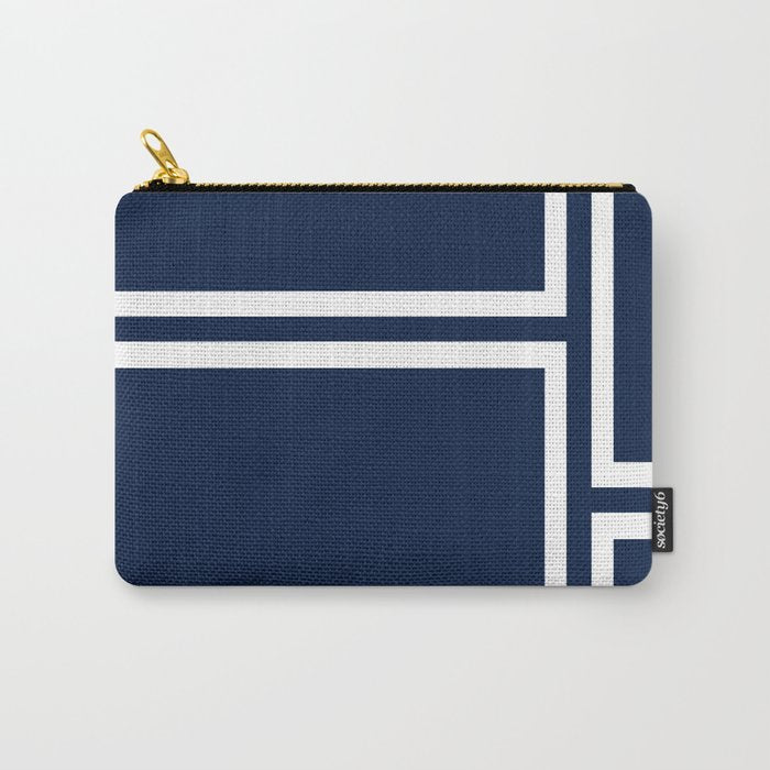 Strong Deco - Minimalist Geometric Pattern in White and Nautical Navy Blue Carry All Pouch Gallery Image 1
