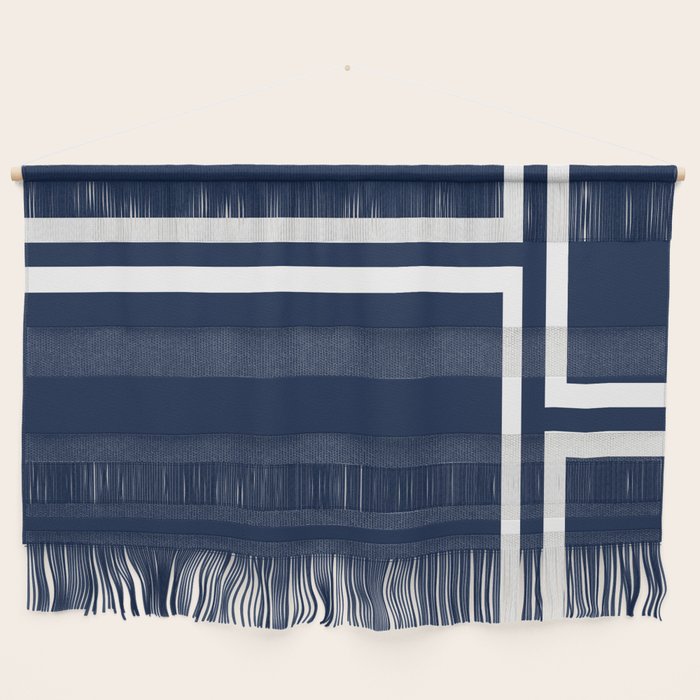 Strong Deco - Minimalist Geometric Pattern in White and Nautical Navy Blue Wall Hanging Gallery Image 1