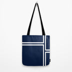 Strong Deco - Minimalist Geometric Pattern in White and Nautical Navy Blue Tote Bag Gallery Image 2
