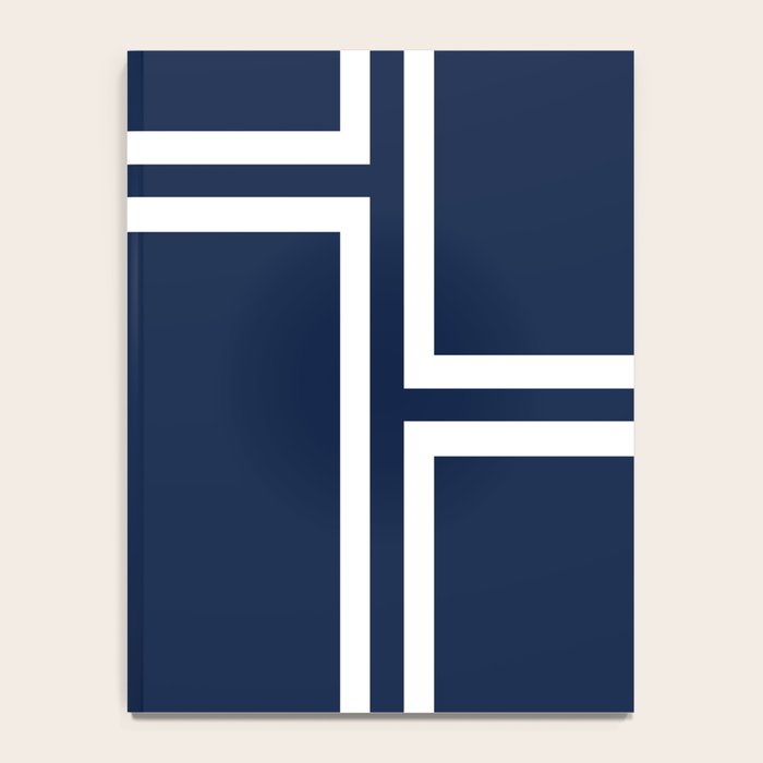 Strong Deco - Minimalist Geometric Pattern in White and Nautical Navy Blue Notebook Gallery Image 4