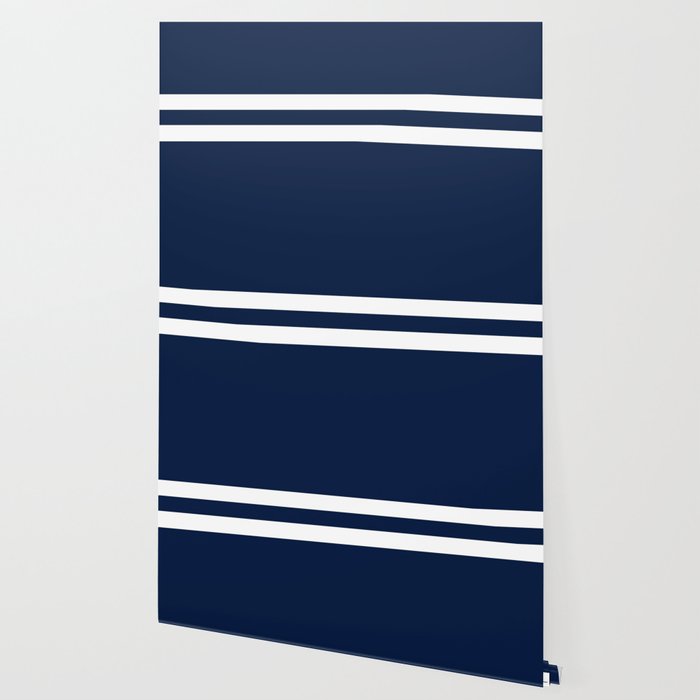 Strong Deco - Minimalist Geometric Pattern in White and Nautical Navy Blue Wallpaper Gallery Image 2