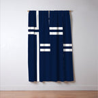 Strong Deco - Minimalist Geometric Pattern in White and Nautical Navy Blue Window Curtain Gallery Image 3