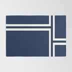 Strong Deco - Minimalist Geometric Pattern in White and Nautical Navy Blue Rug Gallery Image 2