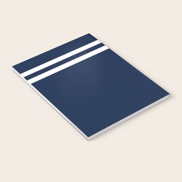 Strong Deco - Minimalist Geometric Pattern in White and Nautical Navy Blue Notebook Gallery Image 3