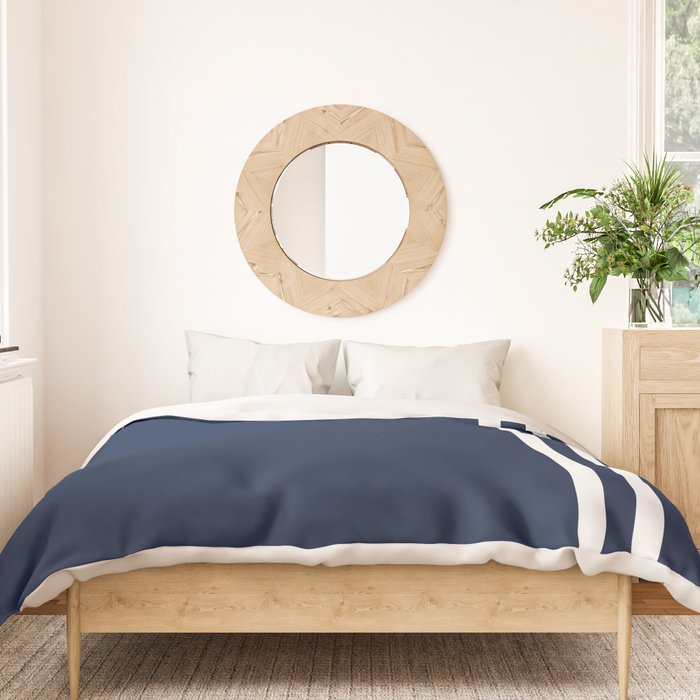 Strong Deco - Minimalist Geometric Pattern in White and Nautical Navy Blue Duvet Cover Gallery Image 3