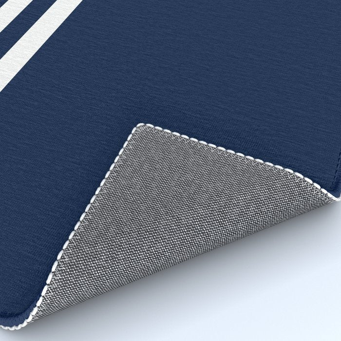 Strong Deco - Minimalist Geometric Pattern in White and Nautical Navy Blue Rug Gallery Image 4