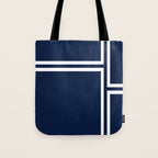 Strong Deco - Minimalist Geometric Pattern in White and Nautical Navy Blue Tote Bag Gallery Image 1