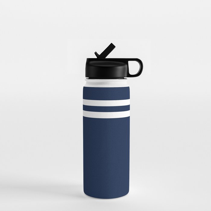 Strong Deco - Minimalist Geometric Pattern in White and Nautical Navy Blue Water Bottle Gallery Image 1