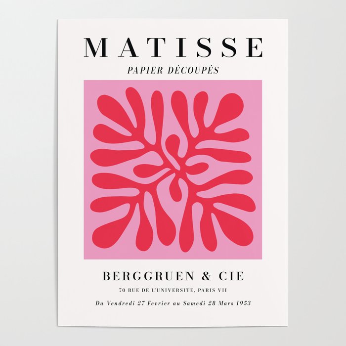 Henri Matisse Pink Red Paper Cut Outs Exhibition Poster Gallery Image 1