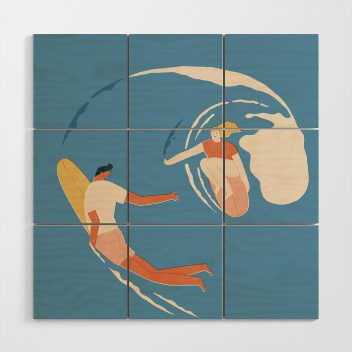 Wave lovers Wood Wall Art Gallery Image 1
